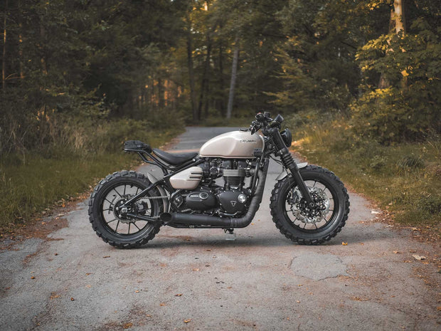 HEPCO & BECKER TUBE REAR RACK - BLACK FOR TRIUMPH BONNEVILLE BOBBER (2017 ONWARDS)