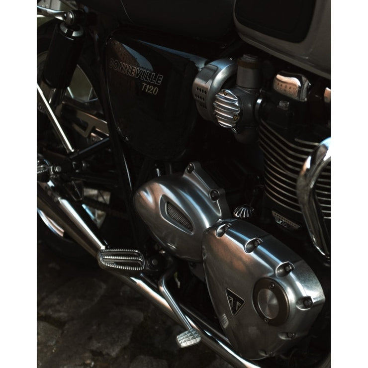 MOTONE RANGER FOOT PEGS - FULL RIDER SET & PASSENGER PEGS FOR LC TRIUMPHS - POLISHED