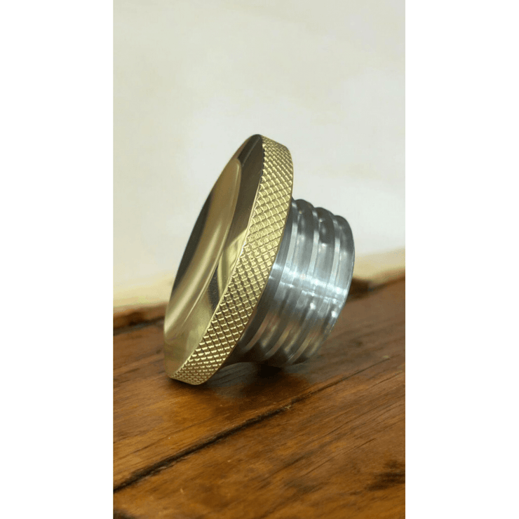 MOTONE JETSON DISHED LOW PROFILE FUEL GAS CAP - BILLET ALUMINIUM - POLISHED BRASS