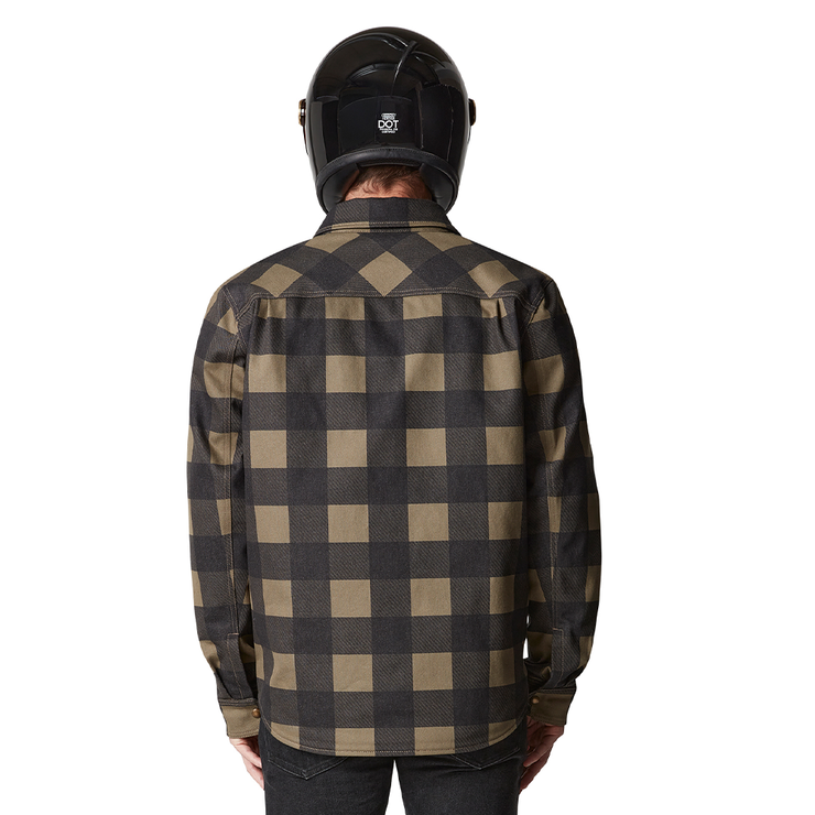 BELSTAFF MANSION MOTORCYCLE OVERSHIRT - TARTAN OLIVE GREEN / BLACK