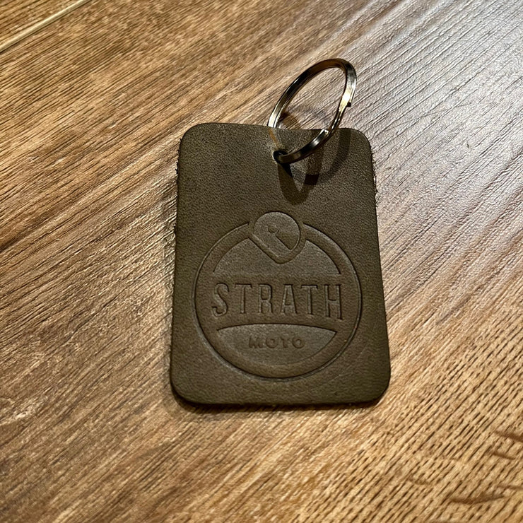 STRATH MOTO CREST LOGO LEATHER KEY FOB / KEY CHAIN