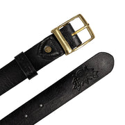 GOLDTOP LEATHER BELT - TRADITIONAL BRASS - BLACK