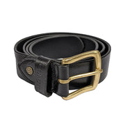 GOLDTOP LEATHER BELT - TRADITIONAL BRASS - BLACK