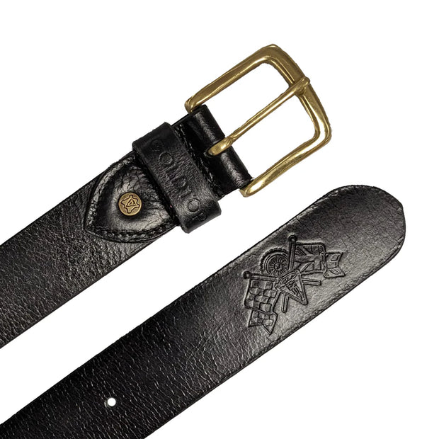 GOLDTOP LEATHER BELT - TRADITIONAL BRASS - BLACK