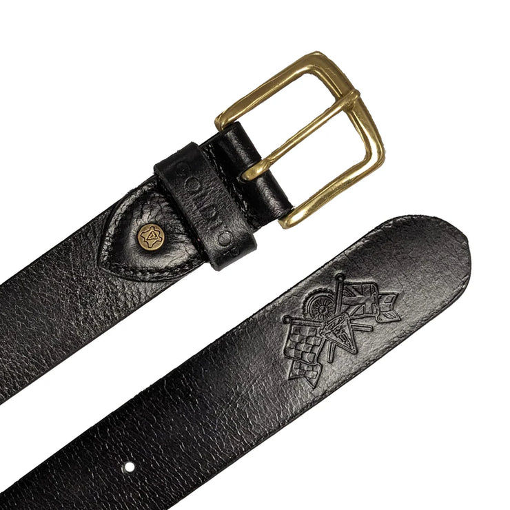 GOLDTOP LEATHER BELT - TRADITIONAL BRASS - BLACK