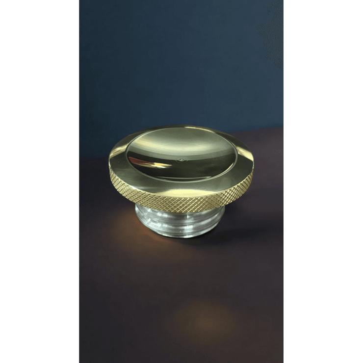 MOTONE JETSON DISHED LOW PROFILE FUEL GAS CAP - BILLET ALUMINIUM - POLISHED BRASS