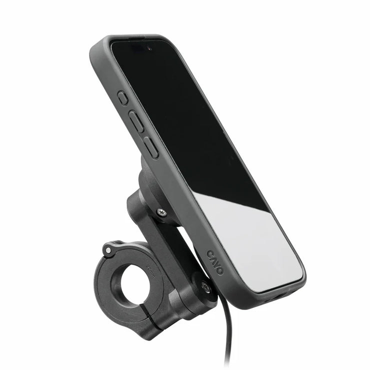 CAYO MOTO.DOKK HANDLEBAR PHONE MOUNT W/ USB-A CABLE, CHARGING MODULE, AND VIBRATION DAMPENER