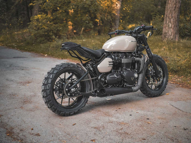 HEPCO & BECKER TUBE REAR RACK - BLACK FOR TRIUMPH BONNEVILLE BOBBER (2017 ONWARDS)