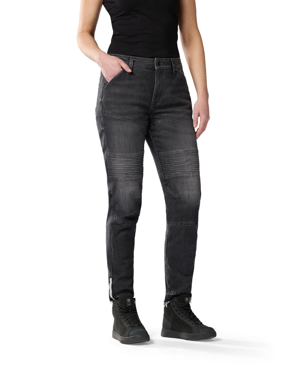 REV'IT! MOTO 2 LADIES JEANS SLIM FIT - DARK BLACK STONE