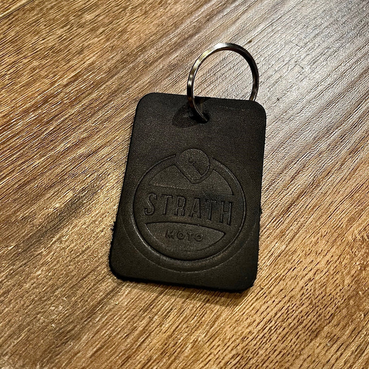 STRATH MOTO CREST LOGO LEATHER KEY FOB / KEY CHAIN