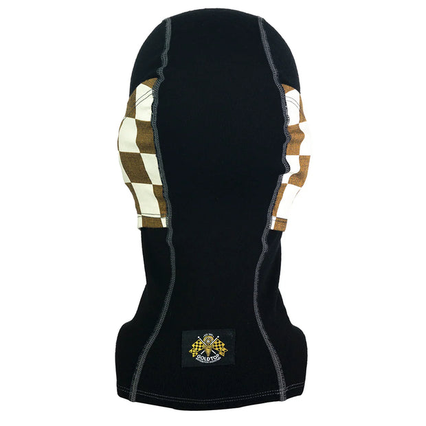 GOLDTOP MERINO WOOL BALACLAVA - GOLD & WHITE CHECKER