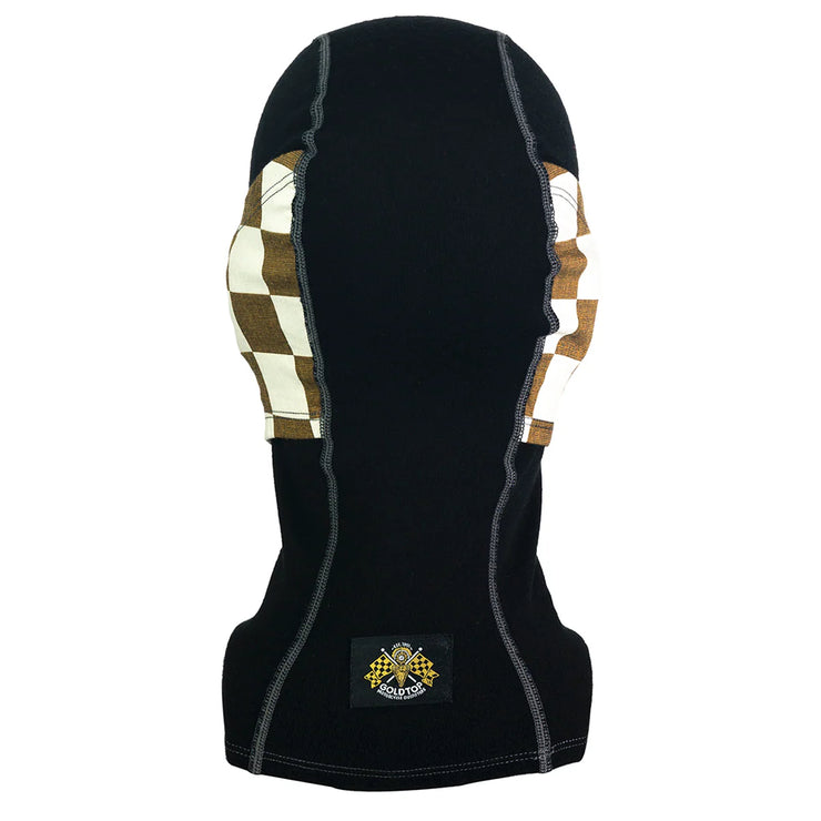 GOLDTOP MERINO WOOL BALACLAVA - GOLD & WHITE CHECKER