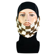 GOLDTOP MERINO WOOL BALACLAVA - GOLD & WHITE CHECKER