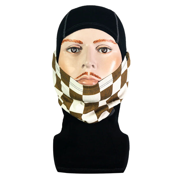 GOLDTOP MERINO WOOL BALACLAVA - GOLD & WHITE CHECKER