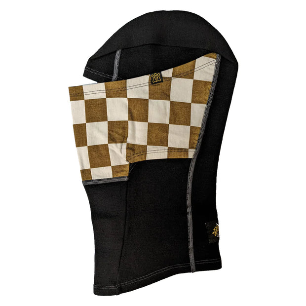 GOLDTOP MERINO WOOL BALACLAVA - GOLD & WHITE CHECKER