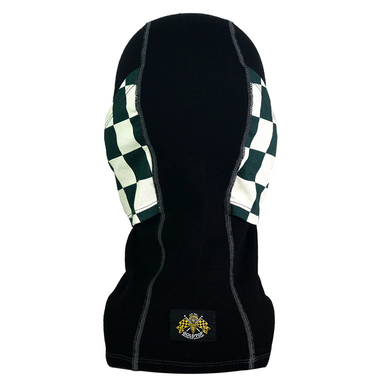 GOLDTOP MERINO WOOL BALACLAVA - GREEN & WHITE CHECKER