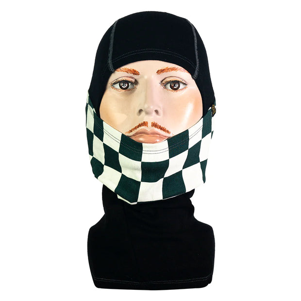 GOLDTOP MERINO WOOL BALACLAVA - GREEN & WHITE CHECKER