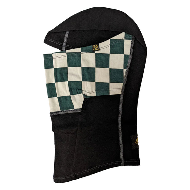GOLDTOP MERINO WOOL BALACLAVA - GREEN & WHITE CHECKER