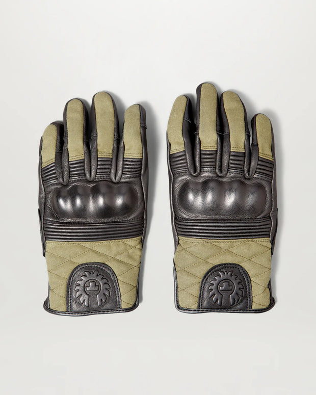 BELSTAFF HAMPSTEAD MOTORCYCLE GLOVES - BLACK / FOREST GREEN