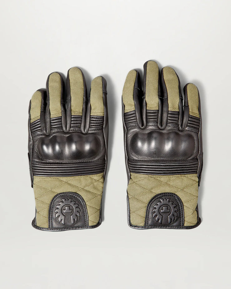 BELSTAFF HAMPSTEAD MOTORCYCLE GLOVES - BLACK / FOREST GREEN