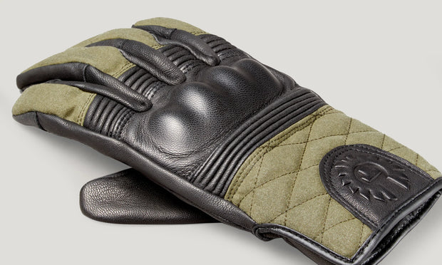 BELSTAFF HAMPSTEAD MOTORCYCLE GLOVES - BLACK / FOREST GREEN