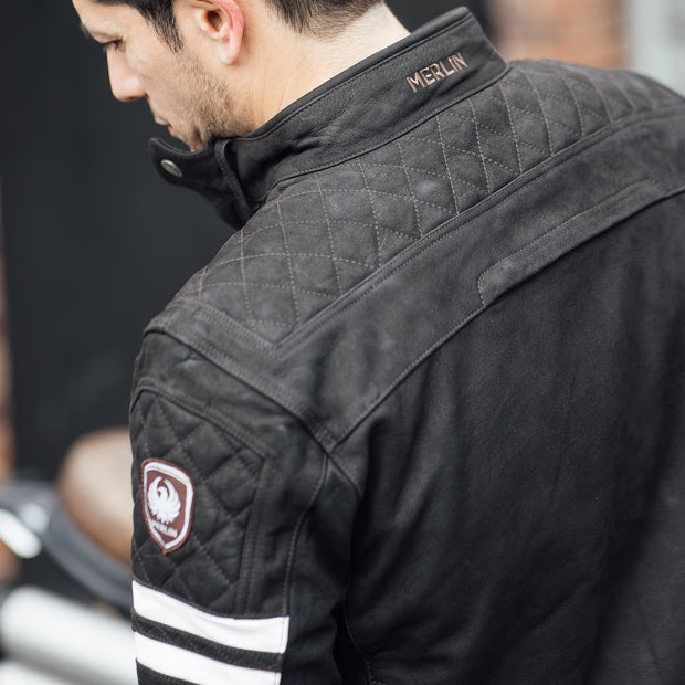MERLIN HIXON II D30 LEATHER MOTORCYCLE JACKET - BROWN