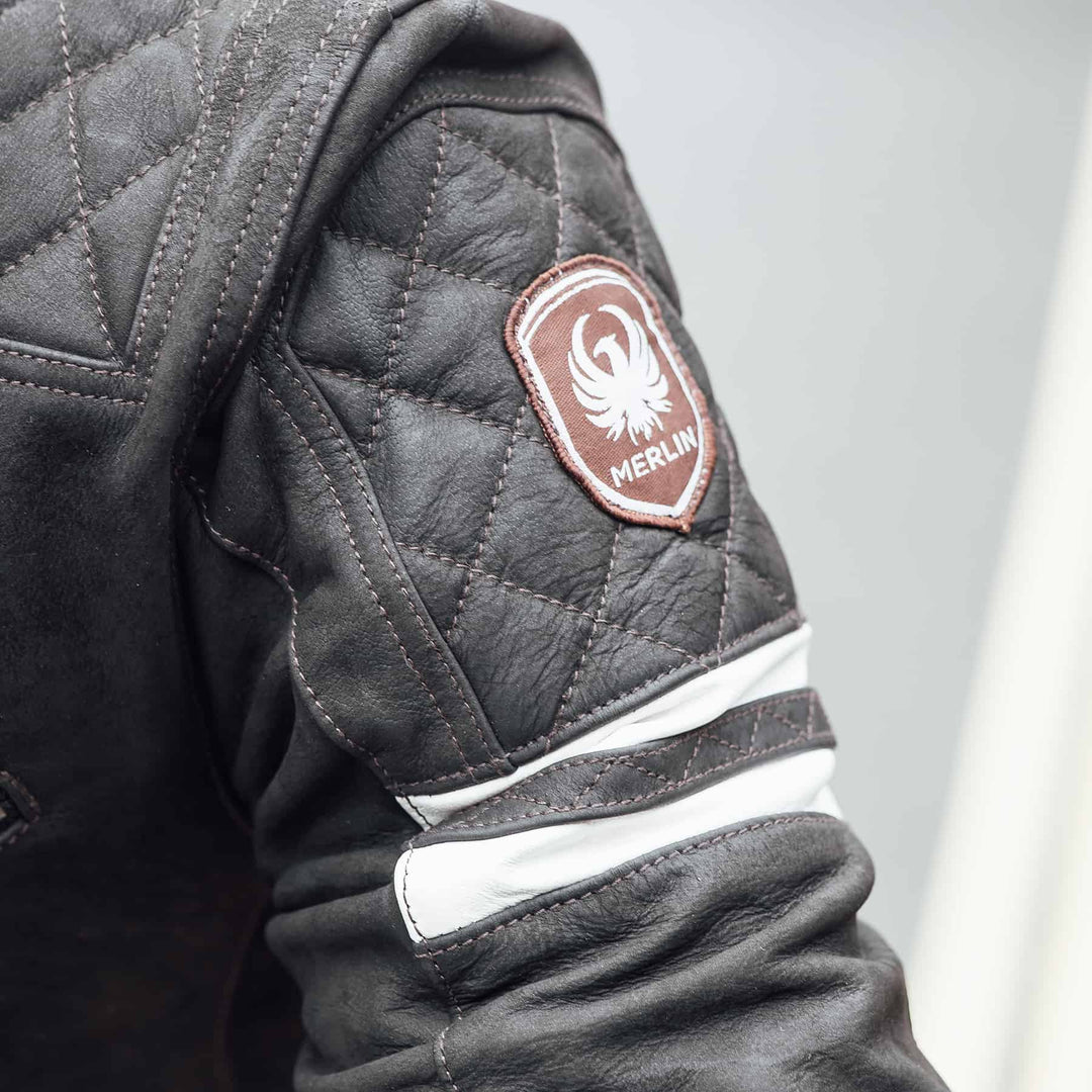 MERLIN HIXON II D30 LEATHER MOTORCYCLE JACKET - BROWN - SIZE 42