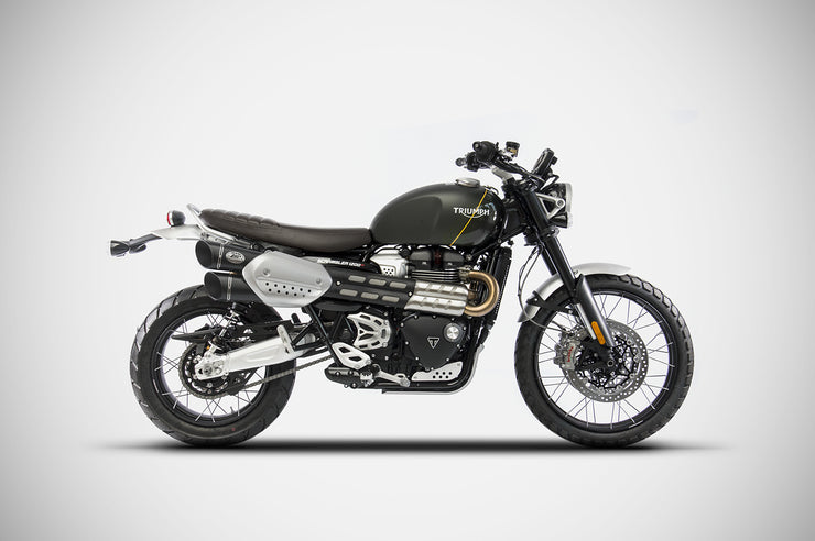 ZARD STAINLESS STEEL RACING SLIP-ON EXHAUST FOR TRIUMPH SCRAMBLER 1200 ‘21-‘23 - SATIN BLACK