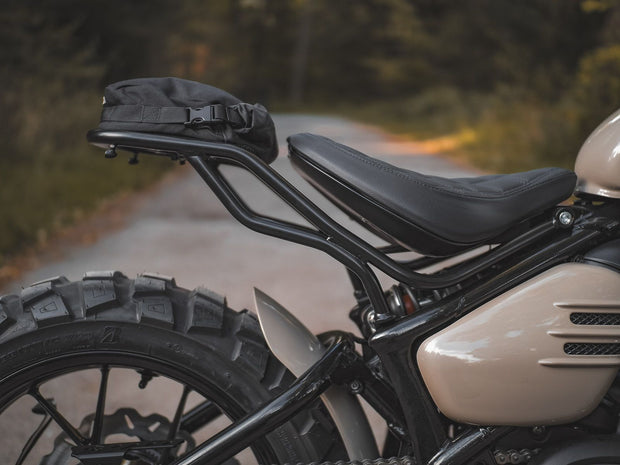 HEPCO & BECKER TUBE REAR RACK - BLACK FOR TRIUMPH BONNEVILLE BOBBER (2017 ONWARDS)