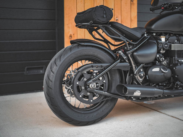 HEPCO & BECKER TUBE REAR RACK - BLACK FOR TRIUMPH BONNEVILLE BOBBER (2017 ONWARDS)