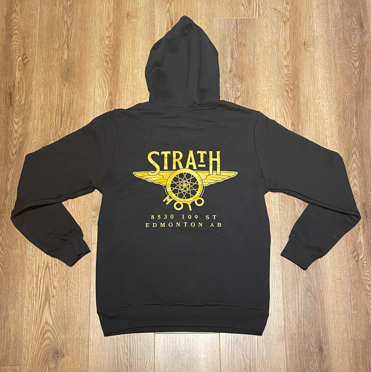 STRATH MOTO FLYING WHEEL HOODY - BLACK