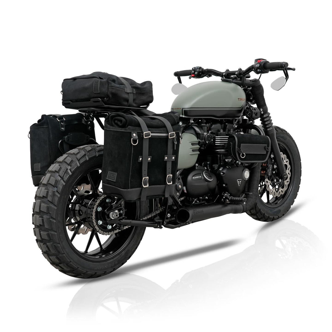 UNIT GARAGE WAXED SUEDE PANNIER (22-30L) + RT SUBFRAME FOR TRIUMPH