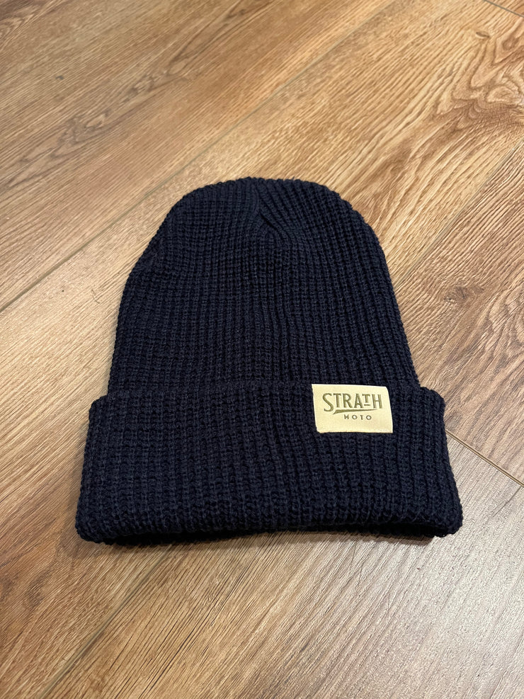 STRATH MOTO x FLANNEL FOXES LOOSE KNIT TOQUE/BEANIE - NAVY