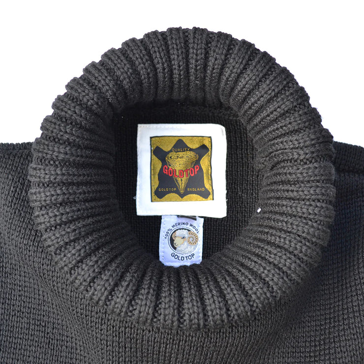 GOLDTOP 100% MERINO WOOL CLASSIC SUBMARINER SWEATER - BLACK