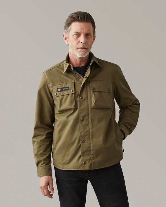 BELSTAFF MANSION MOTORCYCLE OVERSHIRT - OLIVE GREEN