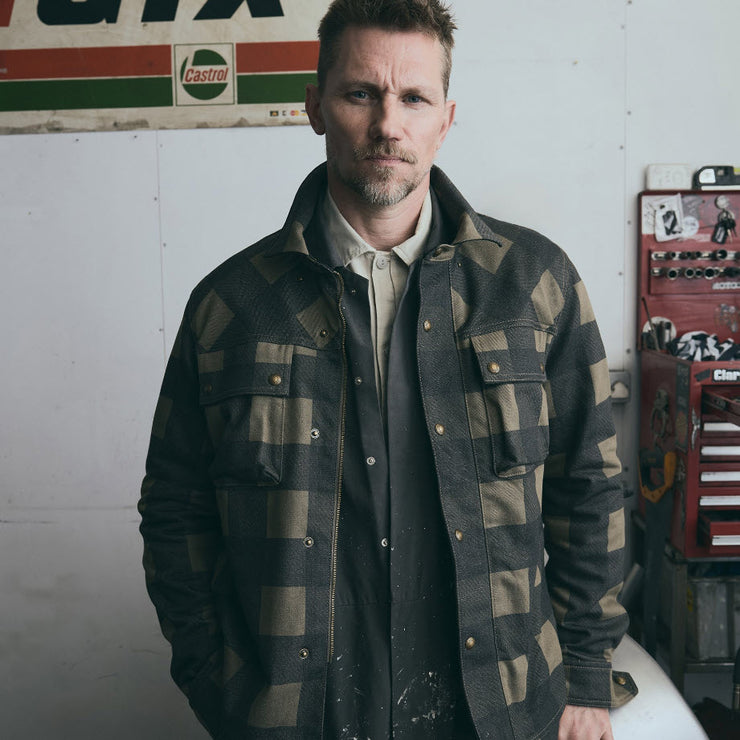 BELSTAFF MANSION MOTORCYCLE OVERSHIRT - TARTAN OLIVE GREEN / BLACK