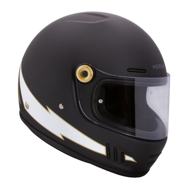 MERLIN REVIVAL VINTAGE FULL FACE HELMET - FLASH MATTE BLACK – Strath Moto