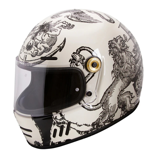MERLIN REVIVAL VINTAGE FULL FACE HELMET - VERSUS OFF-WHITE – Strath Moto