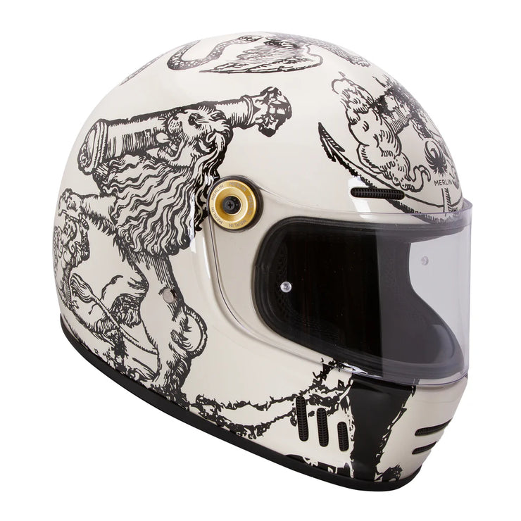 MERLIN REVIVAL VINTAGE FULL FACE HELMET - VERSUS OFF-WHITE – Strath Moto
