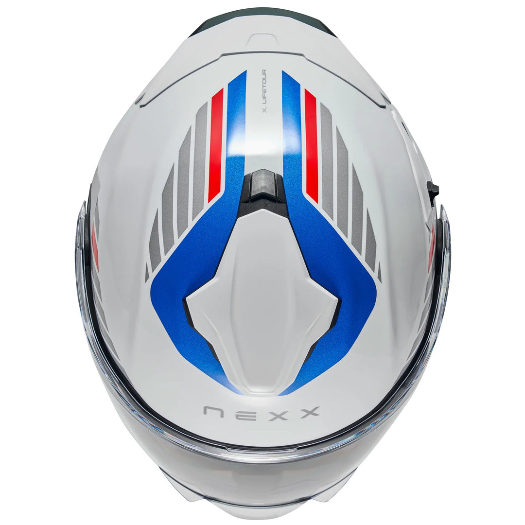 NEXX X.LIFETOUR MODULAR TOURING HELMET - GLOBE - WHITE / BLUE