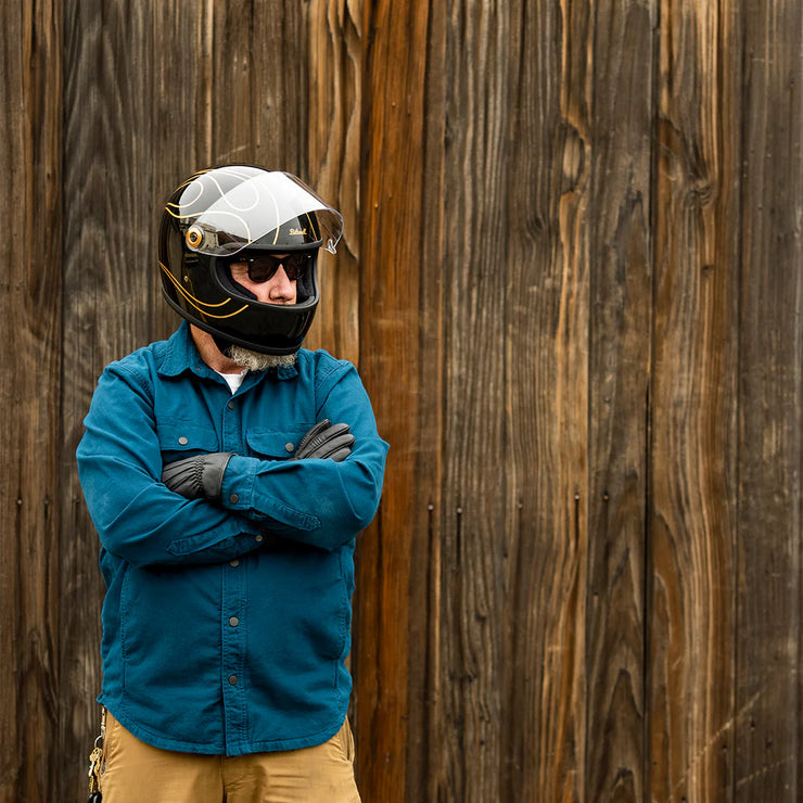 BILTWELL GRINGO S ECE 22.06 HELMET - GLOSS BLACK FLAMES