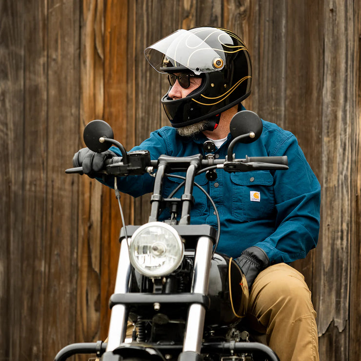 BILTWELL GRINGO S ECE 22.06 HELMET - GLOSS BLACK FLAMES