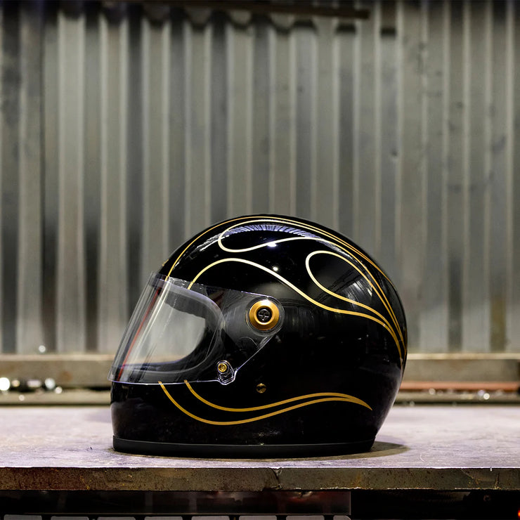 BILTWELL GRINGO S ECE 22.06 HELMET - GLOSS BLACK FLAMES