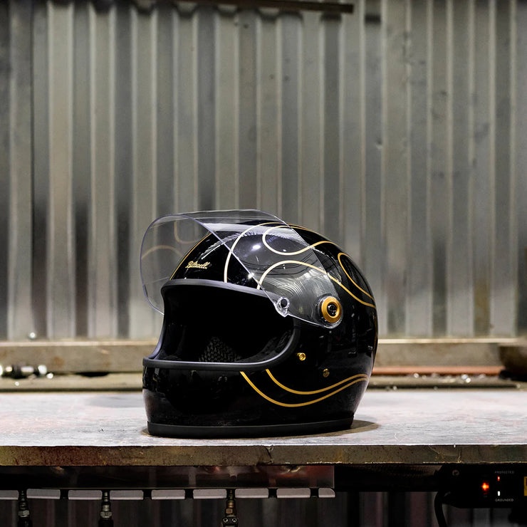 BILTWELL GRINGO S ECE 22.06 HELMET - GLOSS BLACK FLAMES