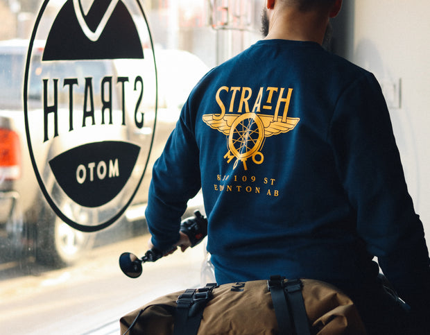 STRATH MOTO FLYING WHEEL SWEATSHIRT - NAVY