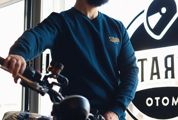 STRATH MOTO FLYING WHEEL SWEATSHIRT - NAVY