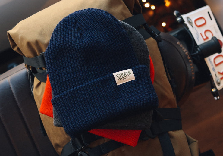 STRATH MOTO x FLANNEL FOXES LOOSE KNIT TOQUE/BEANIE - NAVY