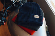 STRATH MOTO x FLANNEL FOXES LOOSE KNIT TOQUE/BEANIE - NAVY