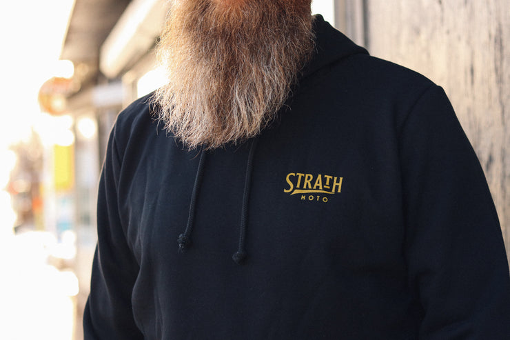 STRATH MOTO FLYING WHEEL HOODY - BLACK