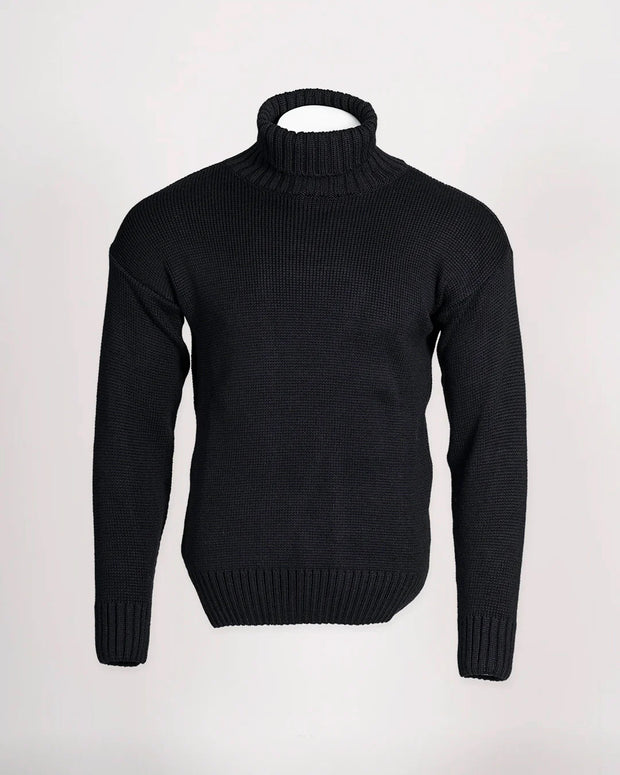 GOLDTOP 100% MERINO WOOL CLASSIC SUBMARINER SWEATER - BLACK